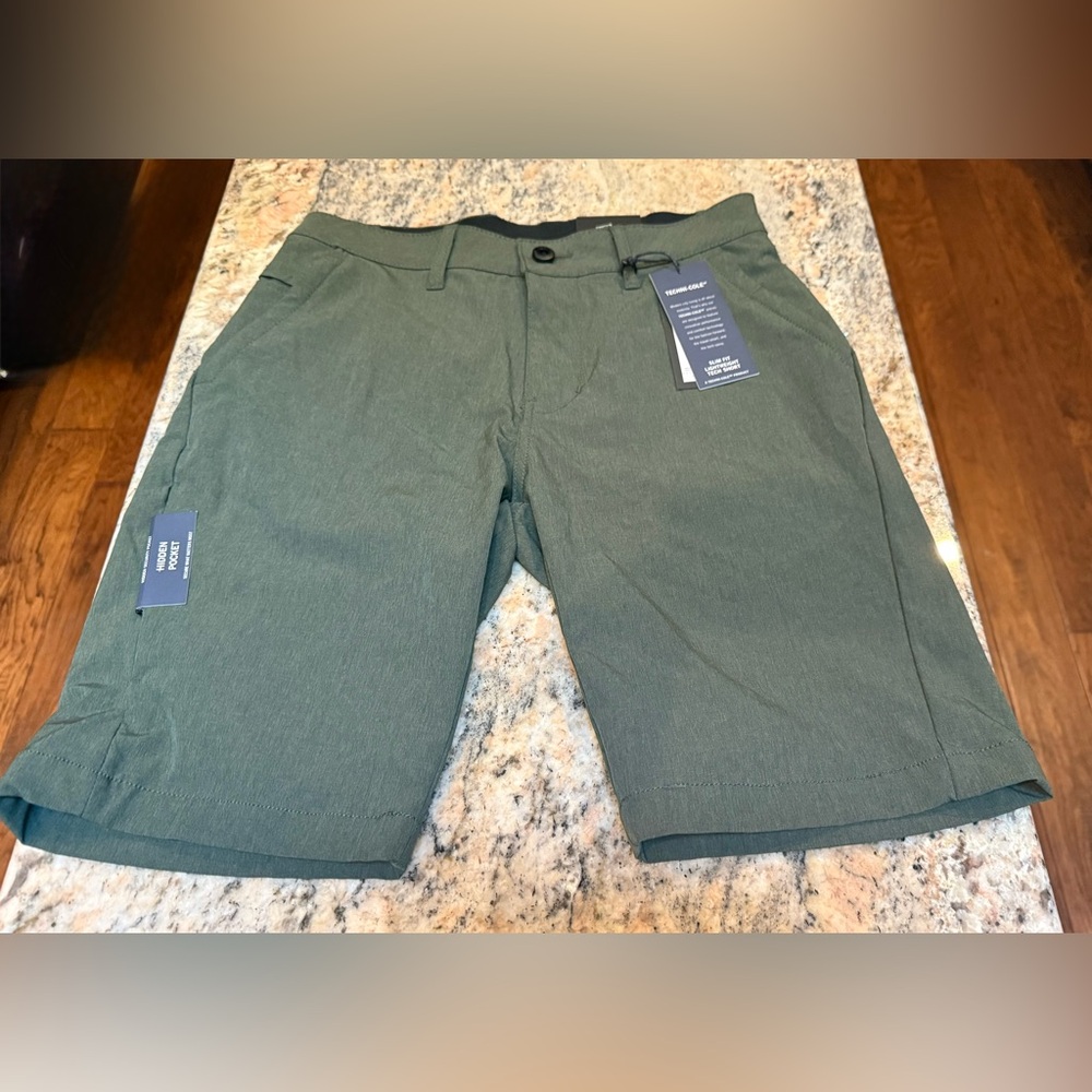 Kenneth Cole Men's Slim Fit Tech Shorts - Olive. Size 28. NWT - Picture 6 of 10